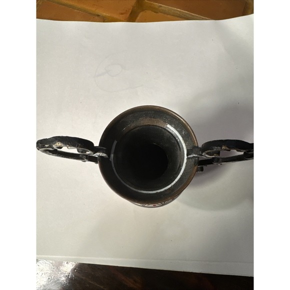 Vintage Hand Engraved Copper Greek Amphora Vase Made in Greece Twin Handle 6" - Picture 5 of 8